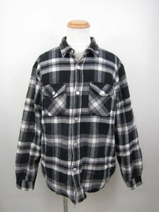 131-KM2514-120: Supreme シュプリーム Quilted Arc Logo Flannel Shirt XLサイズ 19AW チェック 長袖シャツ ブラック フランネル 