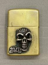 168-y11538-60s ZIPPO ジッポ BWL ビルウォールレザー グッドラック スカル ZIPPO ジッポ 2004年12月製 火花口_画像1