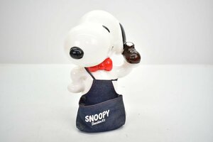 希少 1966 陶器製 オールド スヌーピー 靴磨き入れ 置物 高さ25cm [ピーナッツ][SNOOPY][Shoeshine Kit][エプロン姿][ビンテージ][当時物]