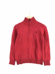 POLO RALPH LAUREN ポロ ラルフローレン ワンポイント ハーフジップ ニット セーター sizeM/赤 ◆■ ☆ djd0 レディース