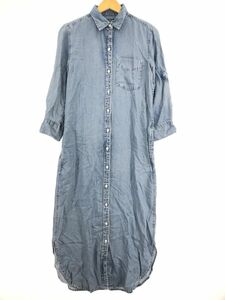 LAUREN RALPH LAUREN ローレン ラルフ ローレン タグ・リボン付き デニム シャツ ワンピース size00/ライトブルー ■◇djd0 レディース