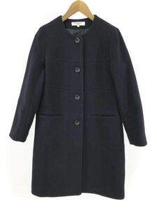 NATURAL BEAUTY BASIC ナチュラルビューティーベーシック ウール混 コート sizeS/ネイビー ◆■ ☆ djd0 レディース