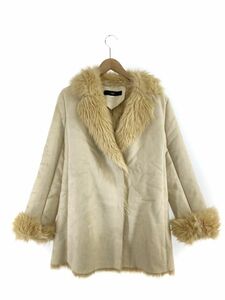 INED Ined belt attaching fake mouton coat size11/ ivory *# * djd0 lady's 