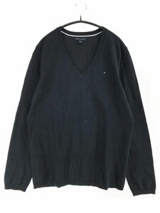 TOMMY HILFIGER トミーヒルフィガー Vネック ニット セーター sizeL/ネイビー ◇■ ☆ djd0 レディース