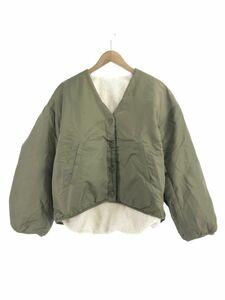 earth music&ecology Earth Music & Ecology reversible boa jacket sizeF/ khaki / ivory *# * dka6 lady's 