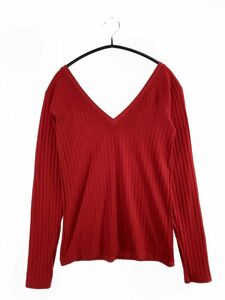 ZARA ザラ 深Vネック カットソー sizeM/赤 ■■ ☆ dka6 レディース