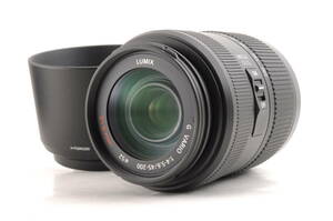 動作品 パナソニック Panasonic LUMIX G VARIO 45-200mm f4-5.6 MEGA O.I.S. マイクロフォーサーズ AF 一眼カメラレンズ フード付 管K4867