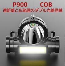 匿名配送 遠距離 高輝度 遠 近ダブル光源 USB充電式 ヘッドライト LED 2セット_画像2