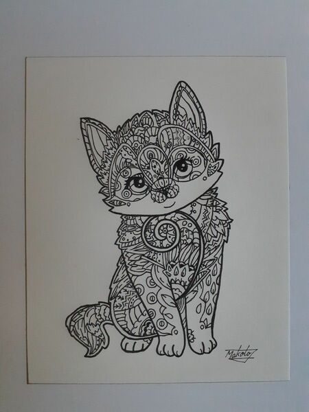 ペン画　ねこ