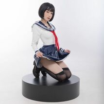 Lサイズ 学生服 女子制服 長袖 セーラー服 コスプレ レディース 制服 JK 仮装 可愛い コスチューム 白二本 紺色の襟 可愛い PUレーザー_画像7