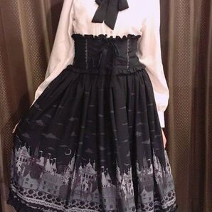 axes OUTLET ダークメルヘン柄ミディスカート 黒 ゴシック Kawaii