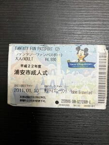 平成22年度　成人式　ディズニーランド　チケット