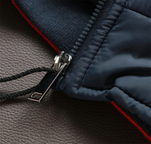 新品AS07-HUNTER STORY イギリス キルティングジャケット メンズ XL 中綿 立ち襟 秋冬 プレミアム 防風 ネイビー_画像6