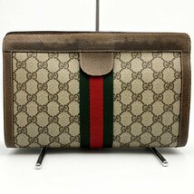 GUCCI グッチ オールドグッチ クラッチバッグ セカンドバッグ ポーチ シェリーライン ベージュ GGスプリームキャンバス 89 01 002 USED_画像1