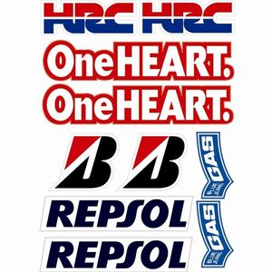 送料無料 HRC One HEART REPSOL GAS Decal Sticker ブリジストン ステッカー シール デカール 10枚セット