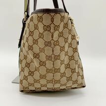 美品 1円 グッチ GUCCI トートバッグ キャンバス GG柄 シェリーライン チャーム レザー 本革 ビジネス レディース ブラウン 茶色 バック_画像4