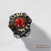 １円～ ◆新品 シルバー925 リング ドクロ 太陽神 幸福 祈り 幸せ ファッション指輪 アクセサリー 男女兼用 レディースサイズ調整可「3176_画像2