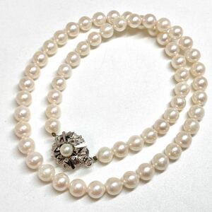 ［アコヤ本真珠ネックレス] d 重量約29.8g 約6.5~7.0mm パール 約45.0cm Pearl necklace accessory silver シルバー DH0