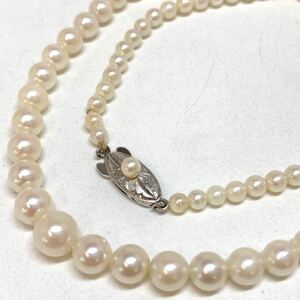 ［アコヤ本真珠ネックレス] d 重量約14.0g 約3.0~7.0mm パール グラデーション 約44.0cm Pearl necklace accessory silver シルバー DA0