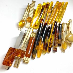 ［琥珀・鼈甲タイピンおまとめ］d 重量約114.5g コハク こはく アンバー べっ甲 べっこう ROYAL ロイヤル amber tiepin accessory CE0 