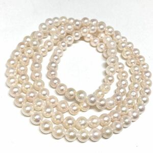 2WAY!![アコヤ本真珠ロングネックレス] n 重量約45.7g 約6.0~6.5mm パール pearl Pearl necklace accessory long DH0