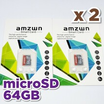 【送料無料】2枚セット マイクロSDカード 64GB 2枚 class10 UHS-I 2個 microSD microSDXC マイクロSD AMZWN 64GB RED-GRAY_画像2