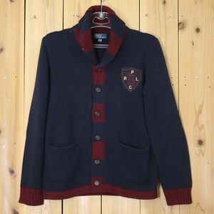 [PT12410] ポロバイラルフローレン カーディガン ニット ショールカラー ネイビー系 L/14-16 Polo by Ralph Lauren