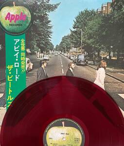 国内 帯 赤盤 Apple「Abbey Road」THE BEATLES 東芝音楽工業KK ジョンレノン ポールマッカートニー ジョージハリソン リンゴスター