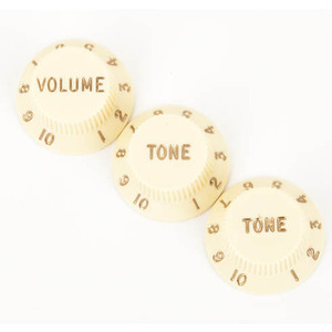 Fender Stratocaster Knobs, Aged White (Volume, Tone, Tone)【フェンダー】