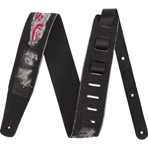 Fender x Wrangler Ripped Denim Strap, Black ギターストラップ〈フェンダー〉