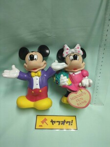 ビンテージ　ディズニー　ミッキー　ミニー　ソフビ　フィギュア　貯金箱