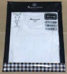 Aquascutum　半袖 丸首シャツ 日本製　フラット縫製　綿100％　M　アクアスキュータム