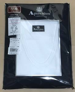 Aquascutum　長袖 厚地 U首シャツ 日本製 甘撚り超長綿100％　L　アクアスキュータム　定価3.960円