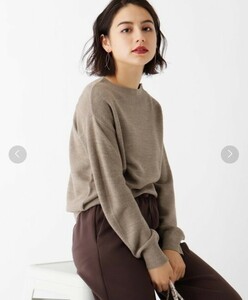 [ beautiful goods ]OPAQUE.CLIPope-kFOLCO boat neck knitted pull over brown group 