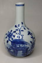 【友】中国美術 染付 花瓶　花器　古玩 時代古玩_画像1