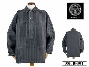 【送料無料 27%OFF 】HOUSTON ヒューストン ウォバッシュ ストライプ プルオーバー シャツ NO.40807 BLACK VINTAGE WASH_Mサイズ