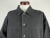 【送料無料 27%OFF 】HOUSTON ヒューストン ウォバッシュ ストライプ プルオーバー シャツ NO.40807 BLACK VINTAGE WASH_Lサイズ_画像2