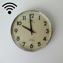 ヴィンテージ WiFi電波時計 金属枠 silicon clock 東京時計 直径35cm 検)インダストリアル 昭和レトロ スタンダード_画像1