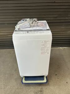 326☆中古☆ TOSHIBA 東芝 Double Shower Wash 全自動洗濯機 AW-7GM2(W) 7kg 2023年製 縦型 ホワイト 説明書付き 動作確認済み 現状品