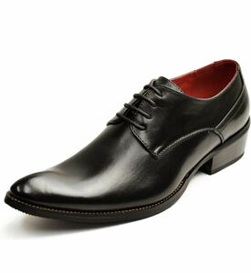 ビジネスシューズ　紳士靴 4cmヒール 脚長 イタリアンデザイン革靴25.5cm