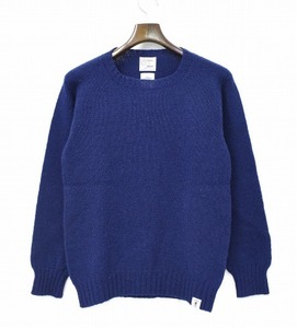 BEDWINbedo wing C-NECK SHETLAND SWEATER GIBLIN crew neck sheto Land sweater 1(S) navy KNIT knitted &THE HEARTBREAKERS