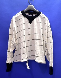 bassike（ベイシーク）Stripe Rib Neck Detail Sweat ストライプ リブ ネック ディテール スウェットシャツ 長袖 スエット カットソー S