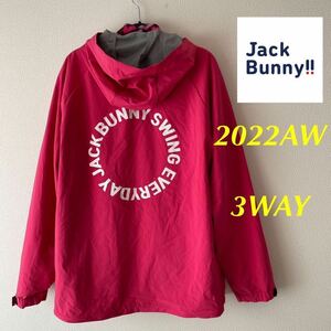 【6】XL 定価31900円/パーリーゲイツ/ジャックバニー/メンズ/3WAY ブルゾン/フリース/保温/防寒/暖かい/ピンク/オシャレ/訳あり