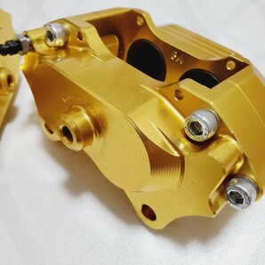 ローバーミニ ブレーキ キャリパー セット ローバーミニ 4 POT アルミ ブレーキ キャリパー 12インチ用 セット 新品 ゴールド色の画像7
