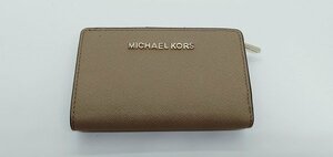 MICHAEL KORS　マイケルコース　二つ折り財布　ベージュ×ブラウン（縁）　◎A394