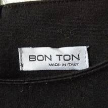 T614 極美品 ボントン イタリア製 柔らかな肌触り ボートネックワンピース BON TON 黒 ブラック サイズ42 レディース 背面ファスナー_画像3