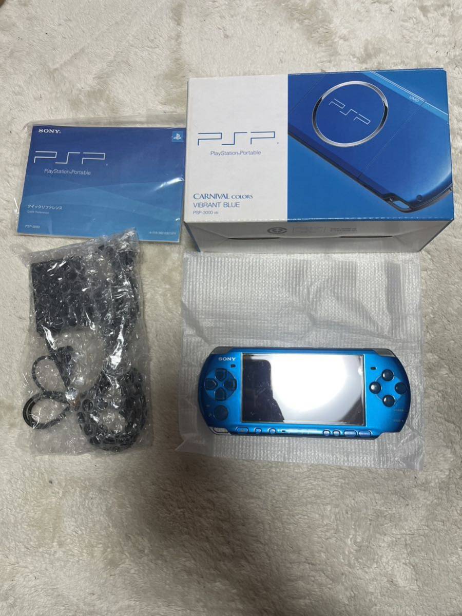 1円〜 完動品 PSP-3000 本体 外箱 バイブラントブルー ブルー psp3000