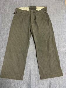 French vintage black chambray HBT cotton Stripe work pants フレンチ ビンテージ ブラックシャンブレー ヘリンボーン ワークパンツ 