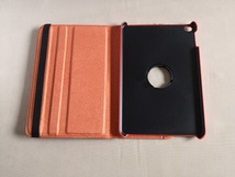 iPad mini5/mini4 共用 オレンジ レザーケース 360度回転機能,スタンド機能, 自動スリープ機能付き_画像7