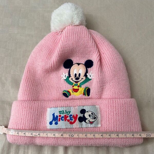ニットキャップ ディズニーベビー ニット帽 ピンク ミッキーマウス